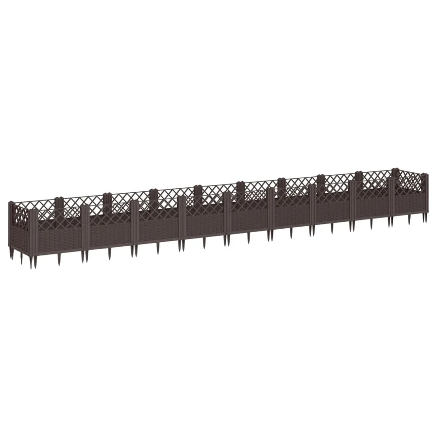 Jardinière avec piquets marron 363,5x43,5x43,5 cm PP - 5