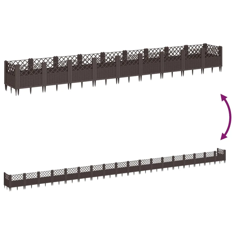 Jardinière avec piquets marron 363,5x43,5x43,5 cm PP - 6