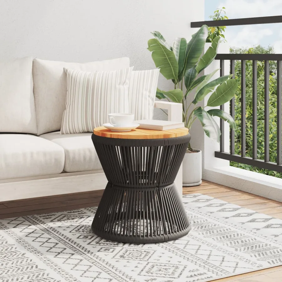 Table basse avec base en fil de fer noir bois d'acacia massif - 3