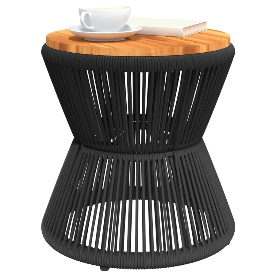 Table basse avec base en fil de fer noir bois d'acacia massif - 4