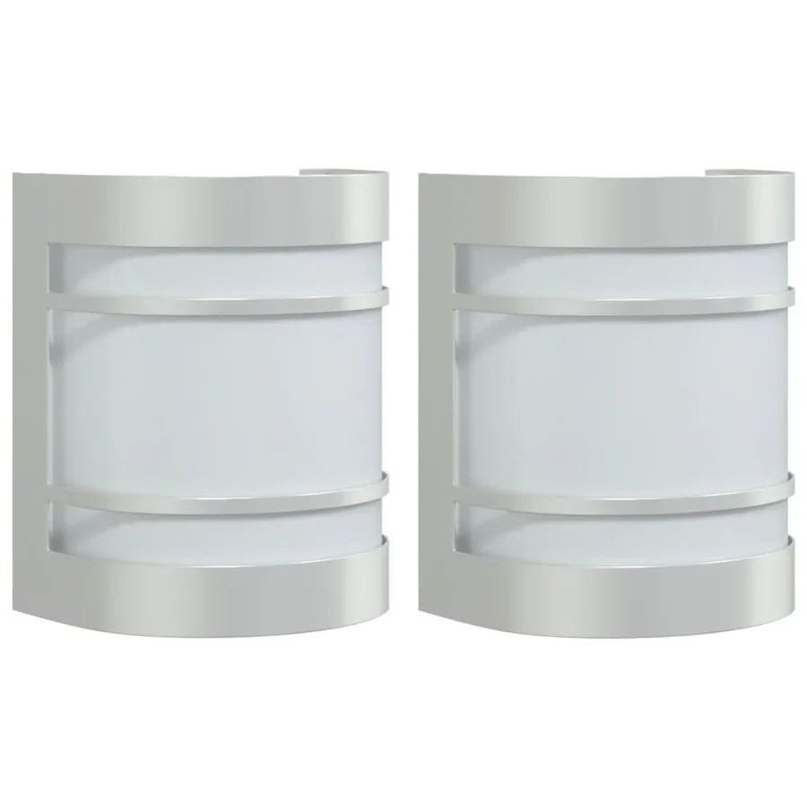 Appliques murales d'extérieur 2pcs argenté acier inoxydable - 2