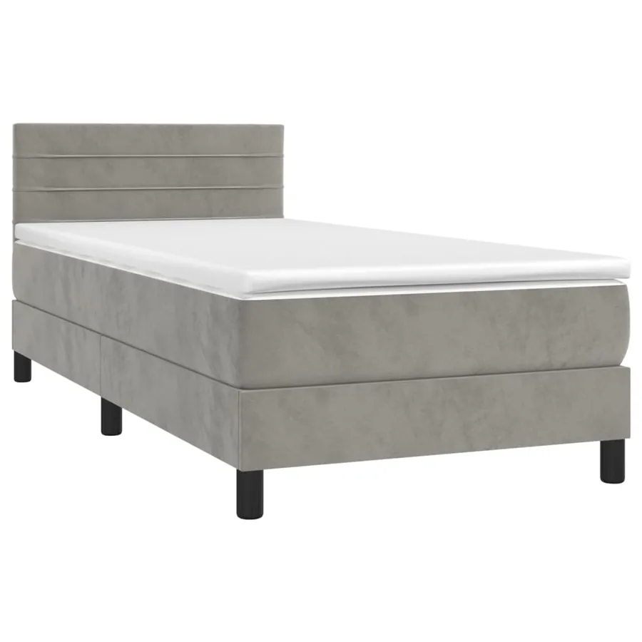 Sommier à lattes de lit avec matelas LED Gris clair 100x200 cm - 3
