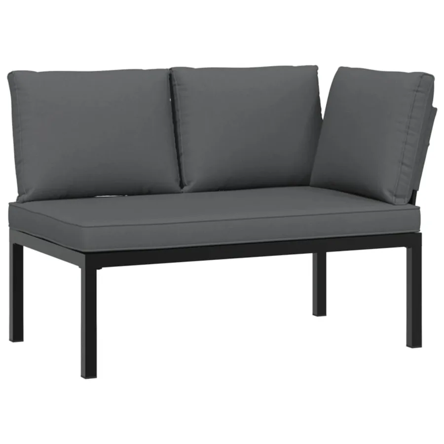 Banc de jardin avec coussins noir aluminium - 2