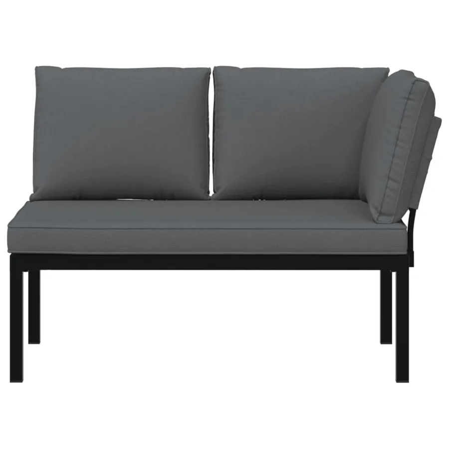Banc de jardin avec coussins noir aluminium - 3
