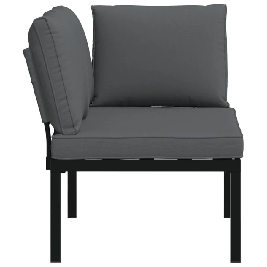 Banc de jardin avec coussins noir aluminium - 4