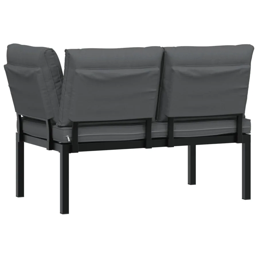 Banc de jardin avec coussins noir aluminium - 5