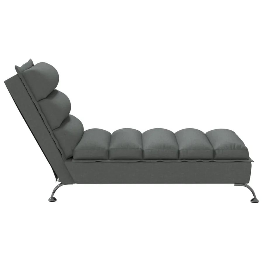 Chaise longue avec coussins gris foncé tissu - 5