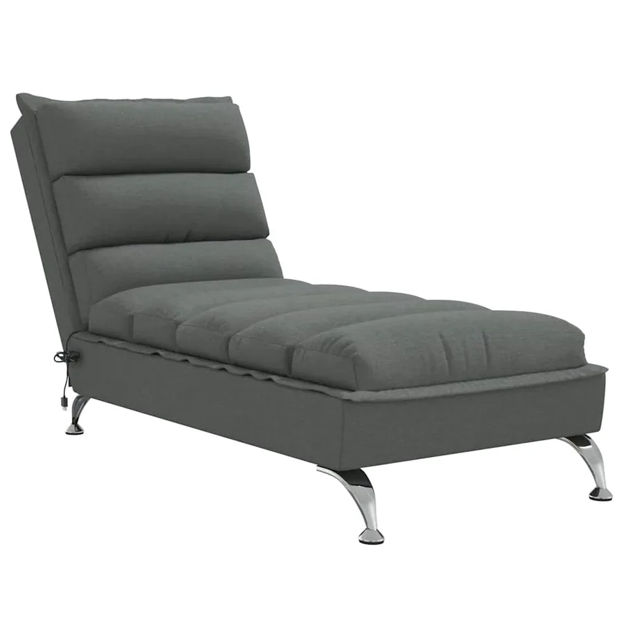 Chaise longue de massage avec coussins gris foncé tissu - 2
