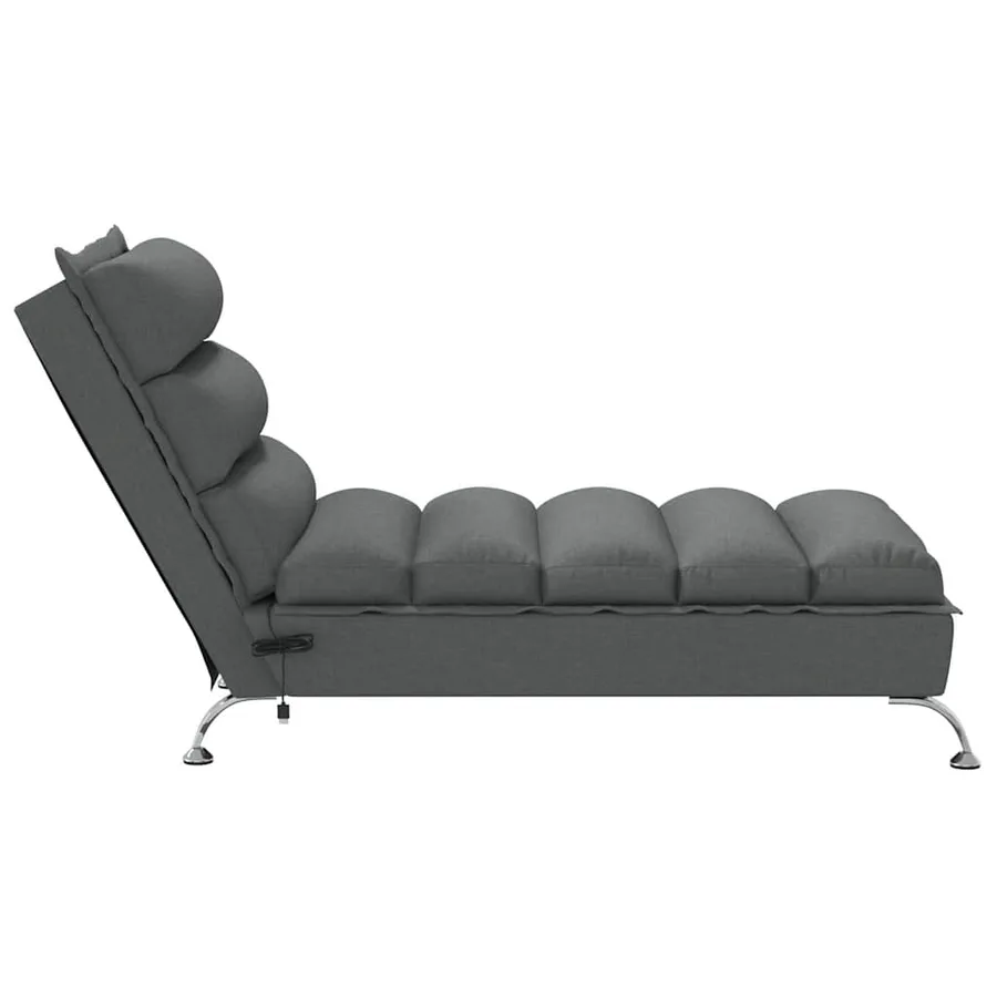 Chaise longue de massage avec coussins gris foncé tissu - 5