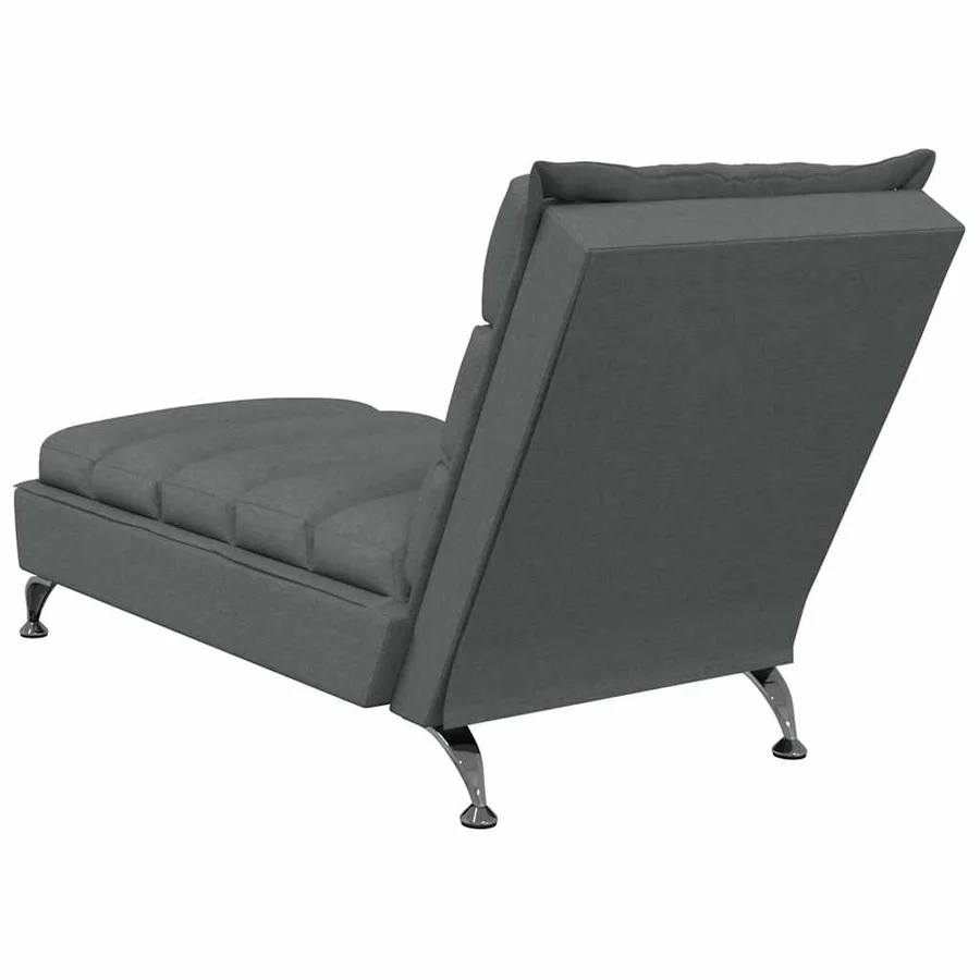 Chaise longue de massage avec coussins gris foncé tissu - 6