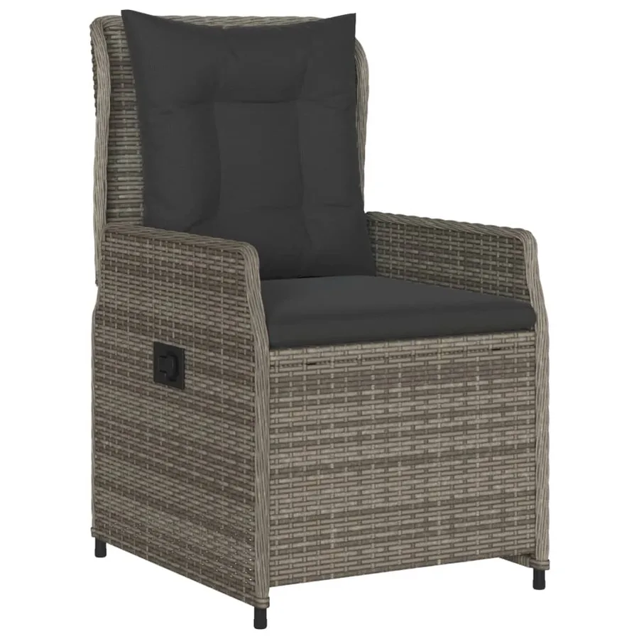 Ensemble à manger de jardin 9 pcs coussins gris résine tressée - 3
