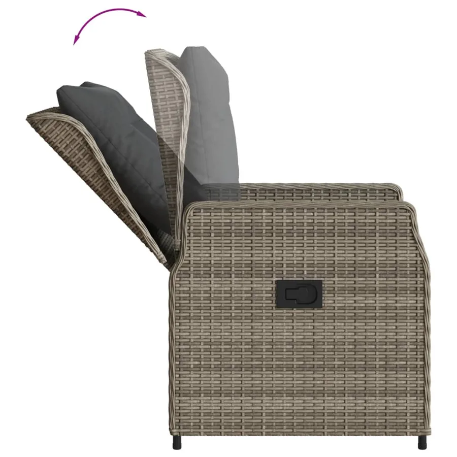 Ensemble à manger de jardin 9 pcs coussins gris résine tressée - 5