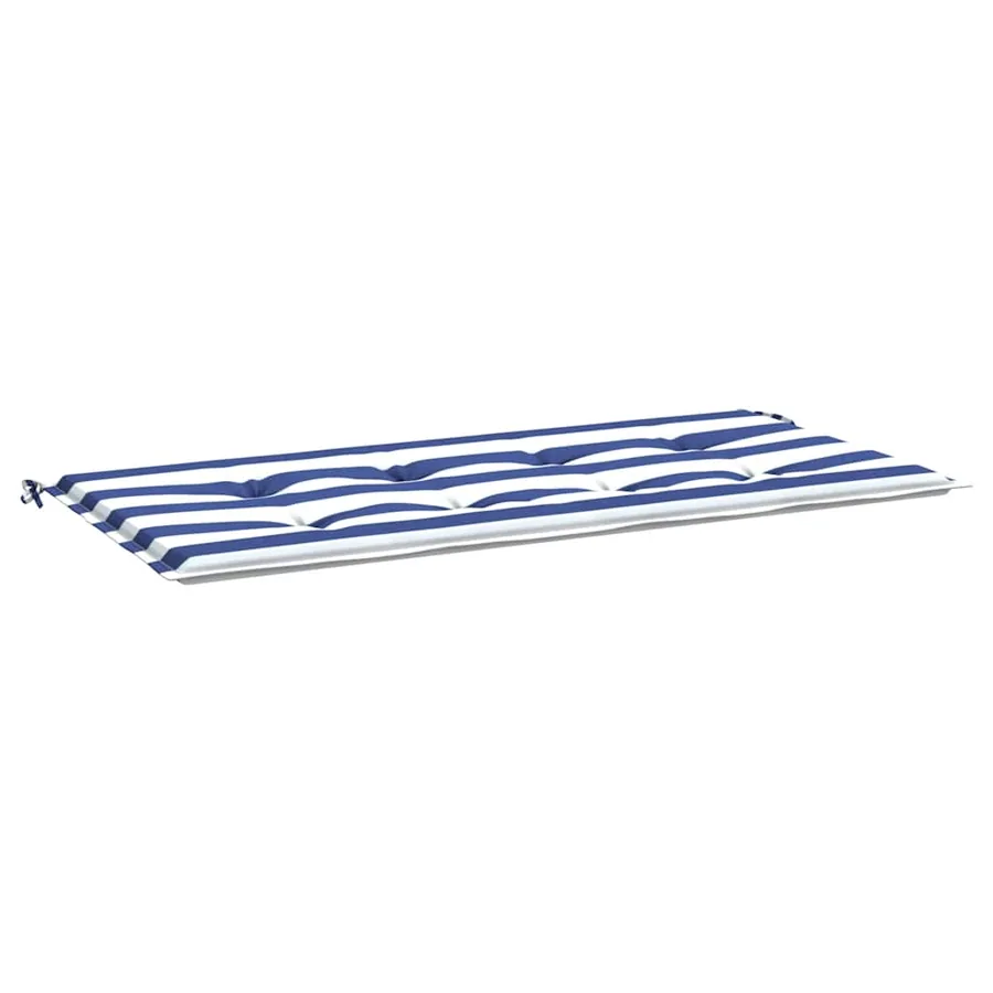 Coussin de banc de jardin rayures bleues et blanches 100x50x3cm - 2