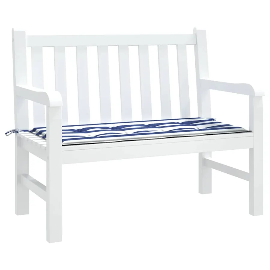 Coussin de banc de jardin rayures bleues et blanches 100x50x3cm - 3