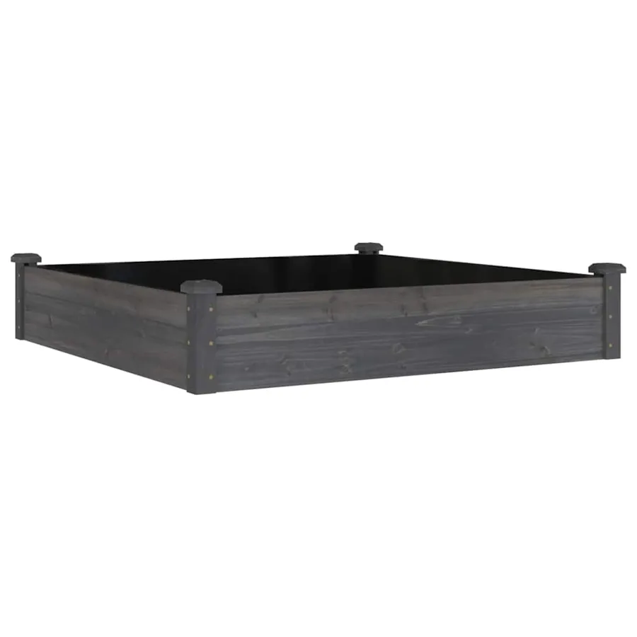 Lit surélevé de jardin doublure 120x120x25 cm bois massif sapin - 2
