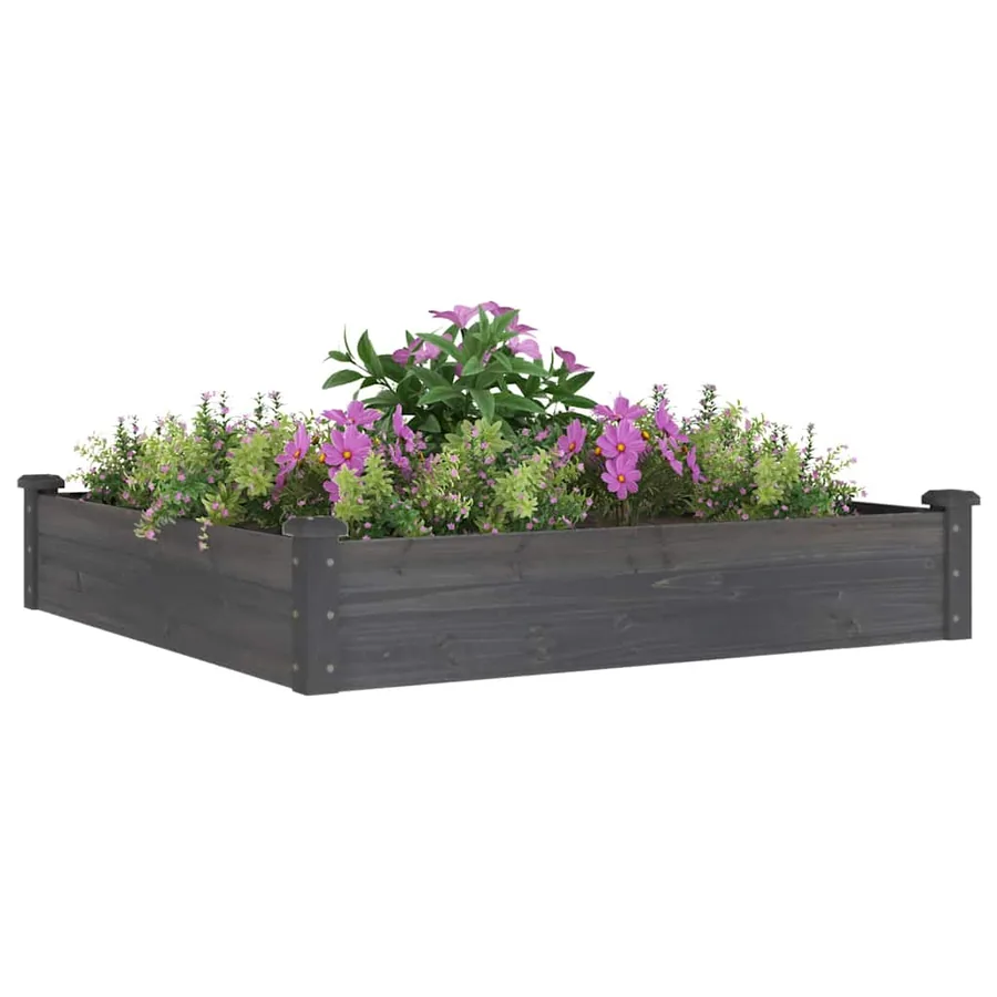 Lit surélevé de jardin doublure 120x120x25 cm bois massif sapin - 3