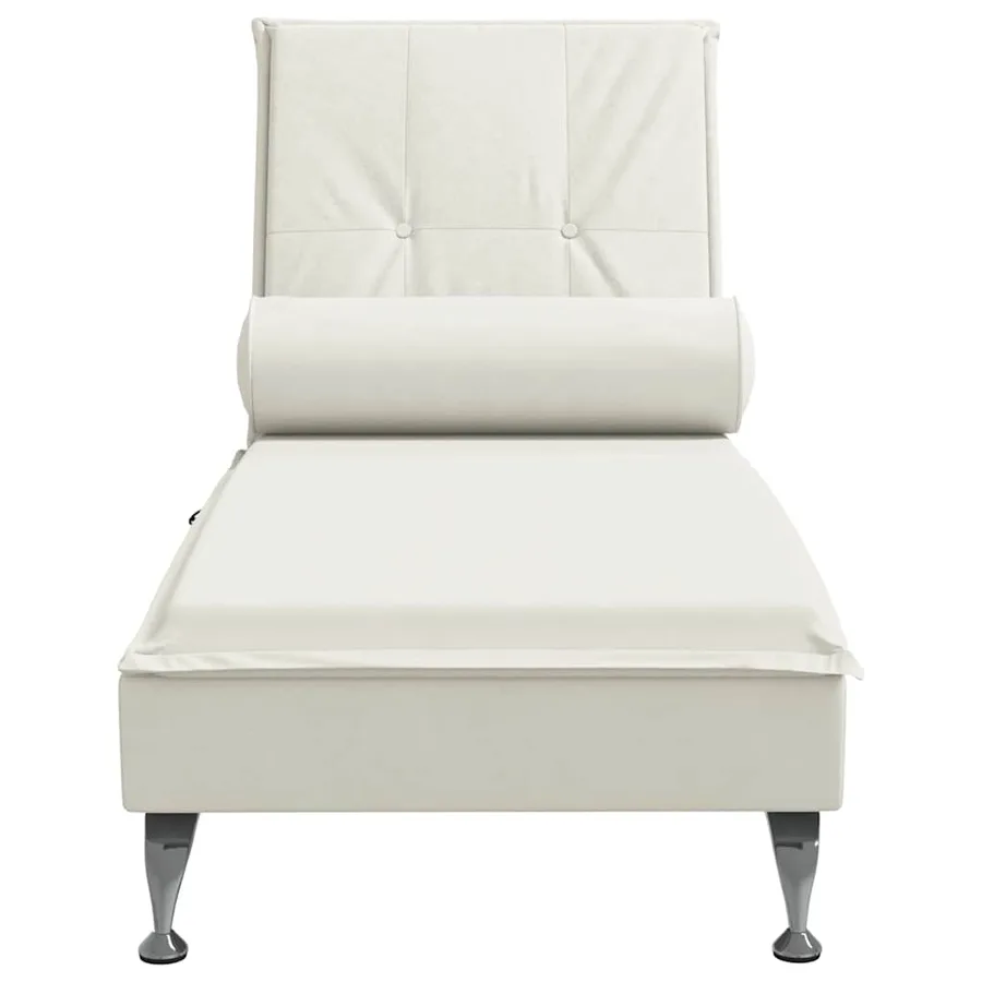 Chaise longue de massage avec traversin crème velours - 4