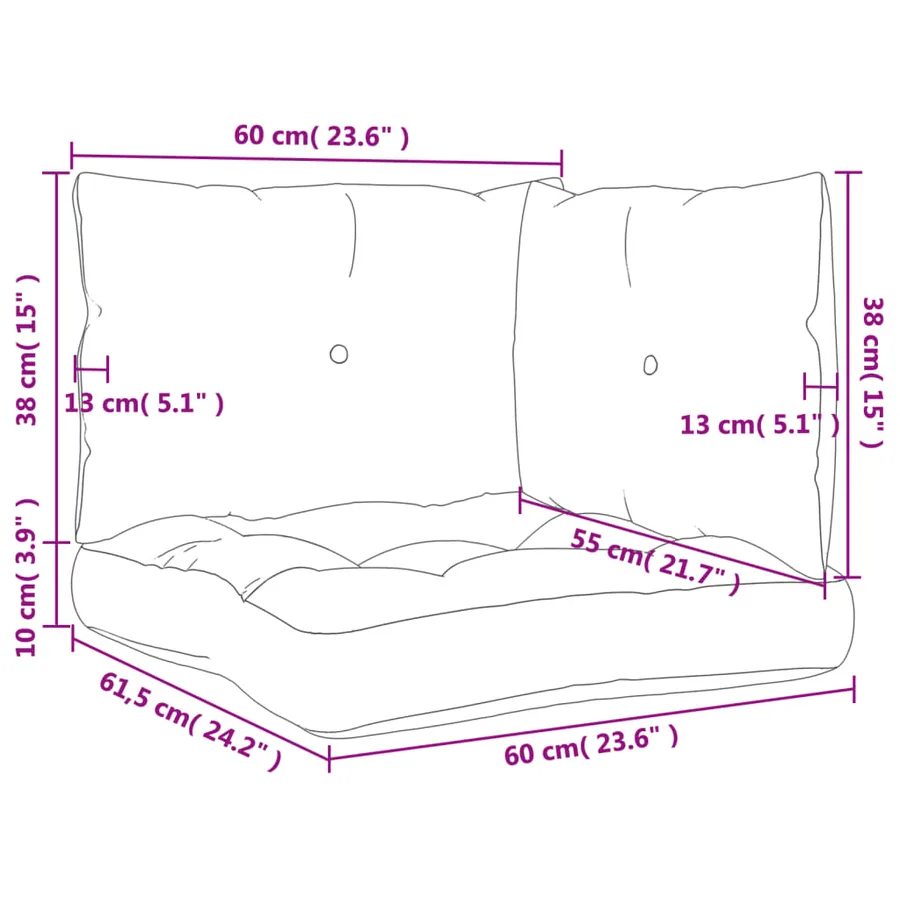 Coussins de palette lot de 3 vert vif tissu - 11