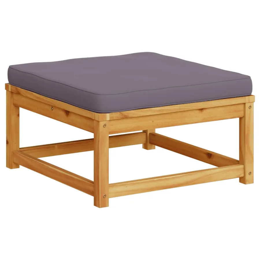 Repose-pied de jardin avec coussins bois massif d'acacia - 6