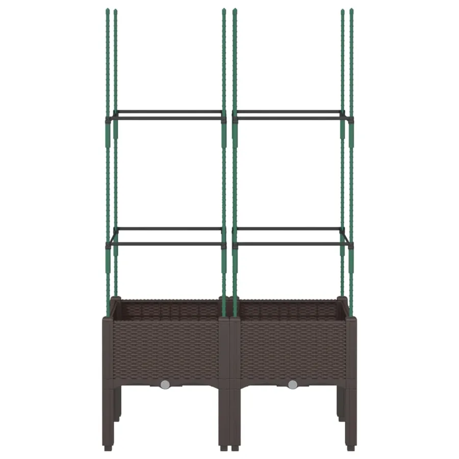 Jardinière avec treillis marron 80x40x142,5 cm PP - 3