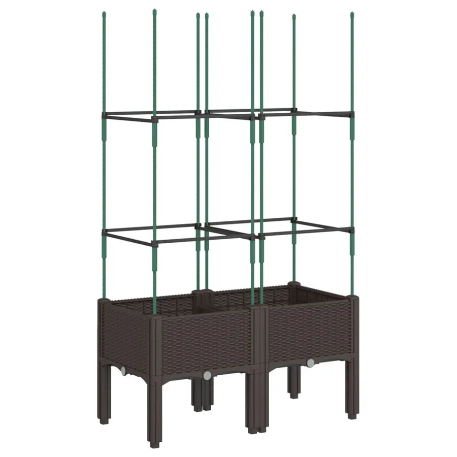 Jardinière avec treillis marron 80x40x142,5 cm PP - 5