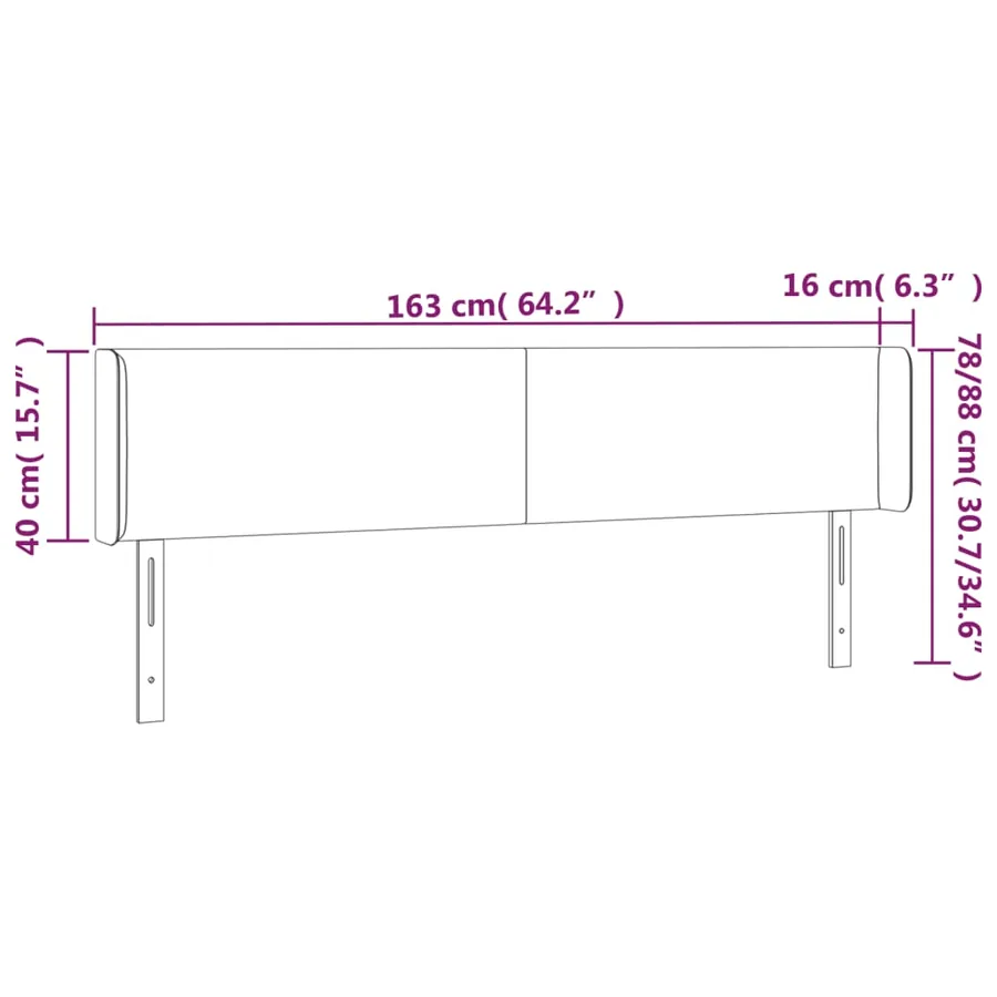 Tête de lit avec oreilles Taupe 163x16x78/88 cm Tissu - 9