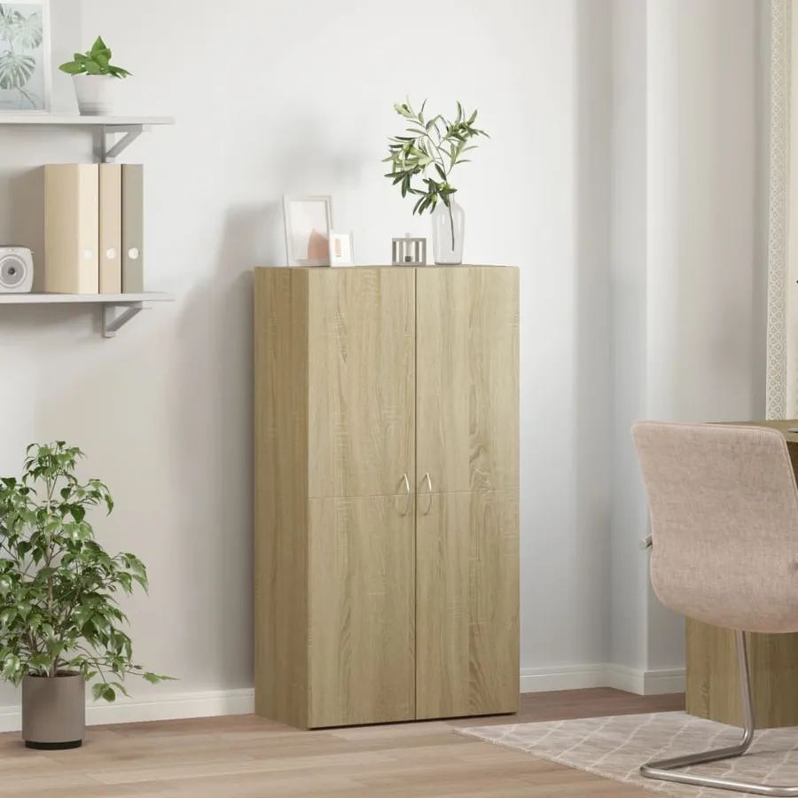 Armoire de classement chêne sonoma 60x32x115 cm bois ingénierie - 3