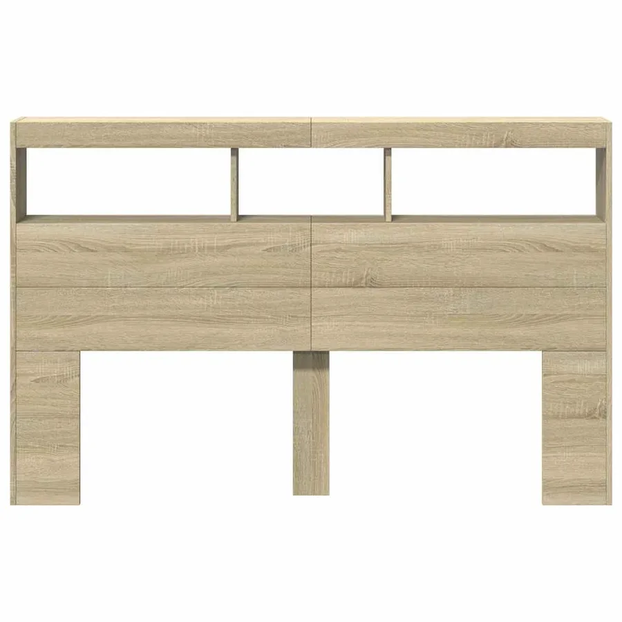 Armoire tête de lit avec LED chêne sonoma 160x17x102 cm - 6