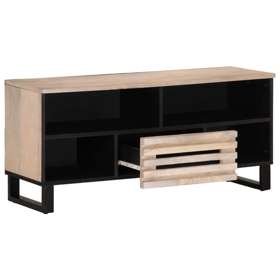 Meuble TV 100x34x46 cm bois massif de manguier - 3