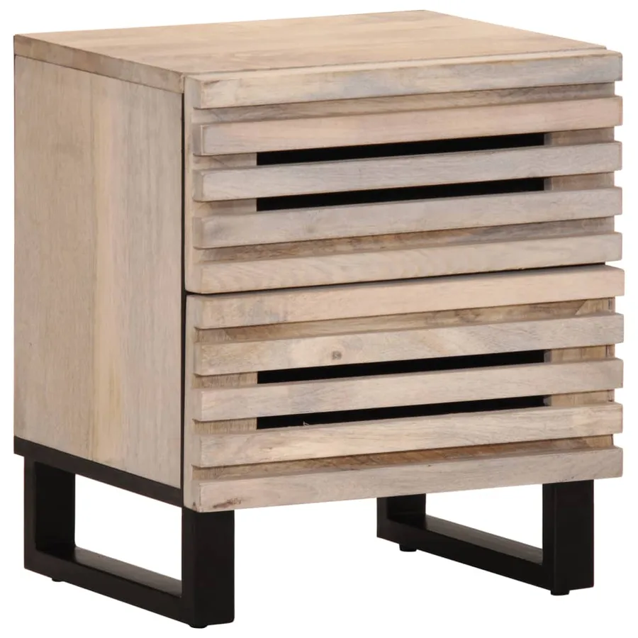 Tables de chevet 2 pcs 40x34x46 cm bois manguier massif blanchi - 2