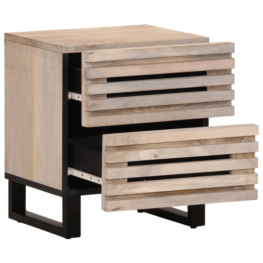 Tables de chevet 2 pcs 40x34x46 cm bois manguier massif blanchi - 3