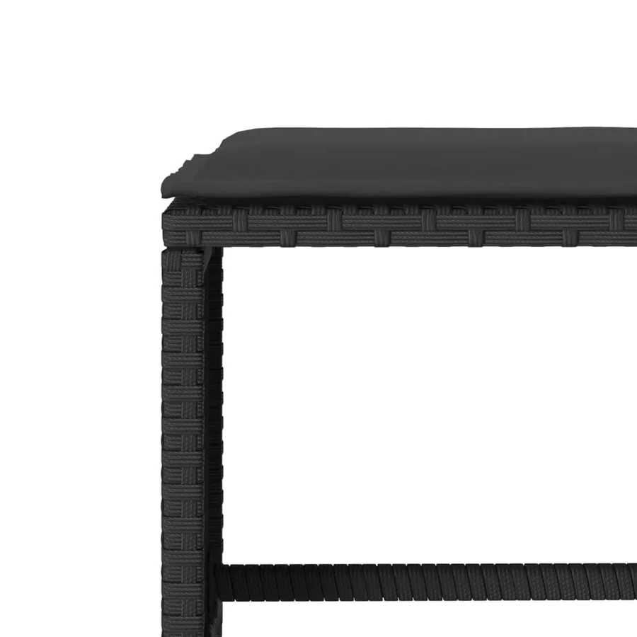 Salon de jardin 4 pcs avec coussins noir résine tressée - 9