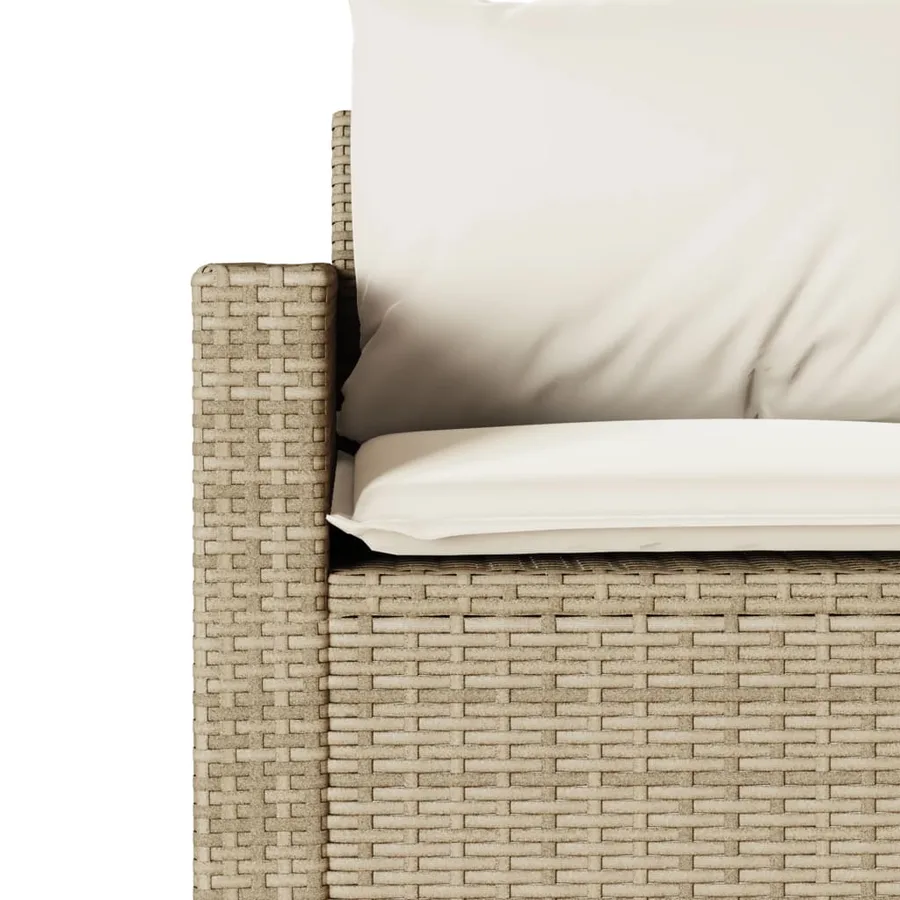 Canapé de jardin avec coussins 3 places beige résine tressée - 7