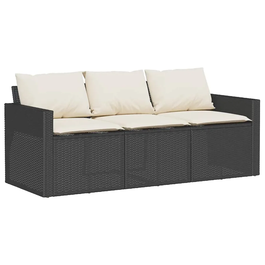 Salon de jardin 6 pcs avec coussins noir résine tressée - 3