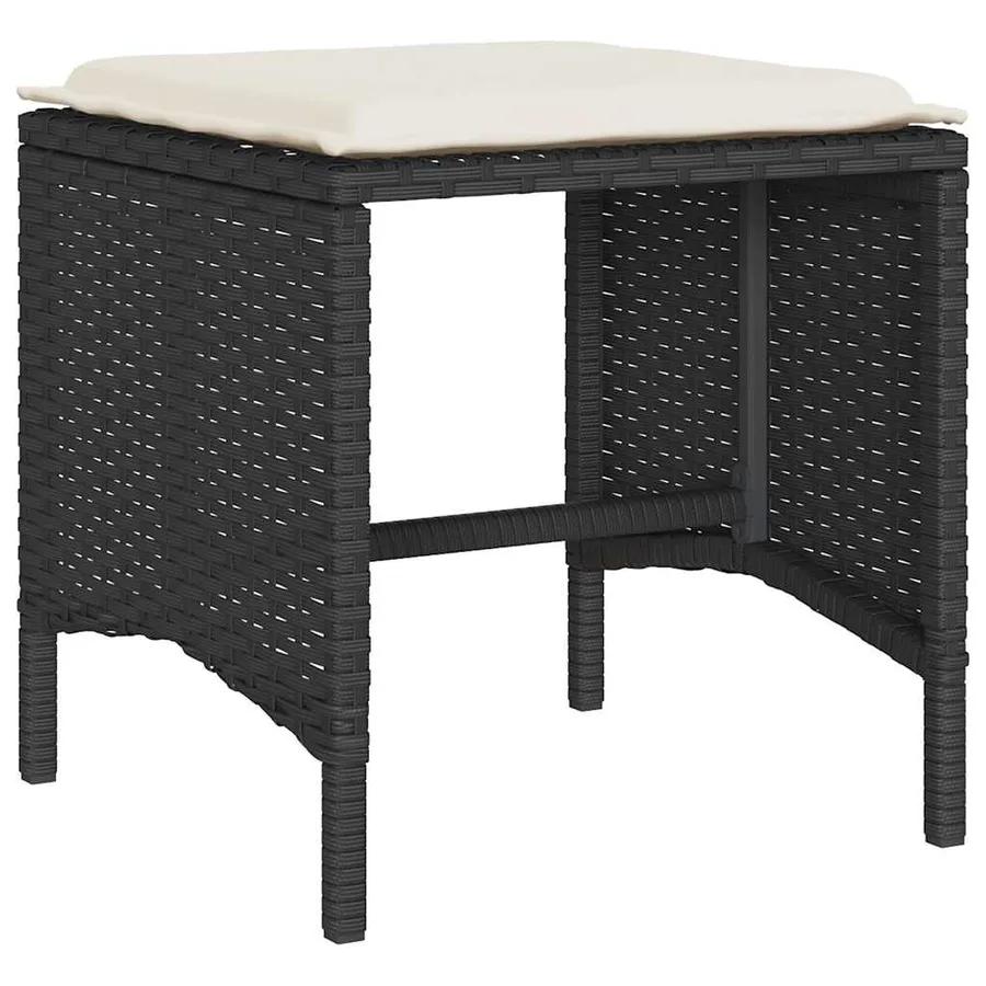 Salon de jardin 6 pcs avec coussins noir résine tressée - 5