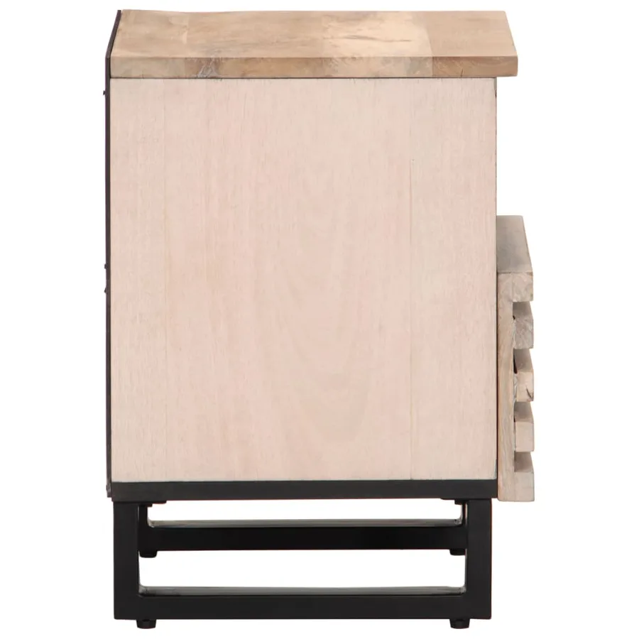 Tables de chevet 2 pcs 40x34x46 cm bois manguier massif blanchi - 5