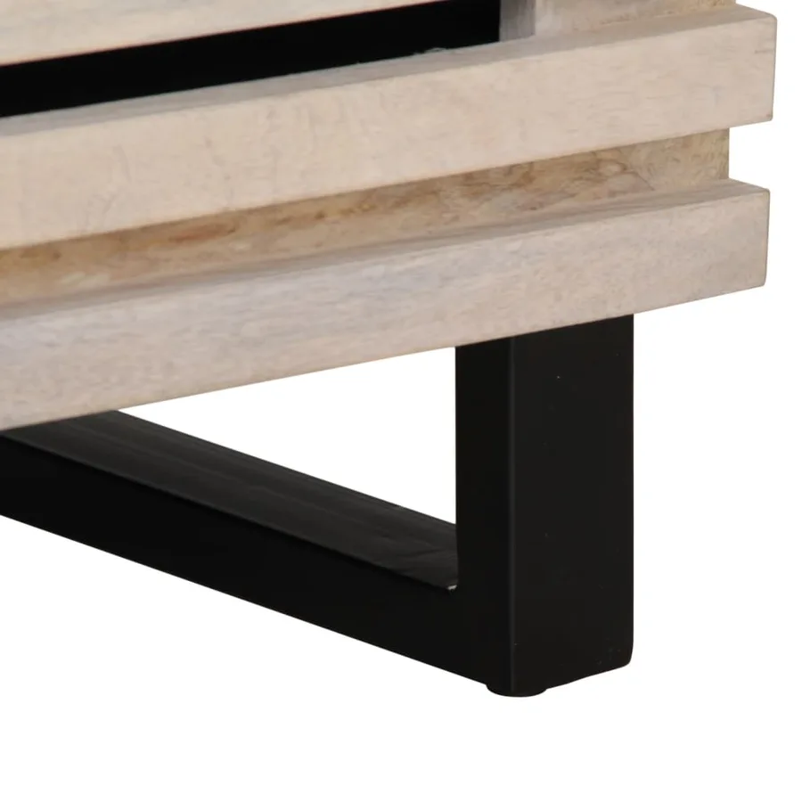 Tables de chevet 2 pcs 40x34x46 cm bois manguier massif blanchi - 9