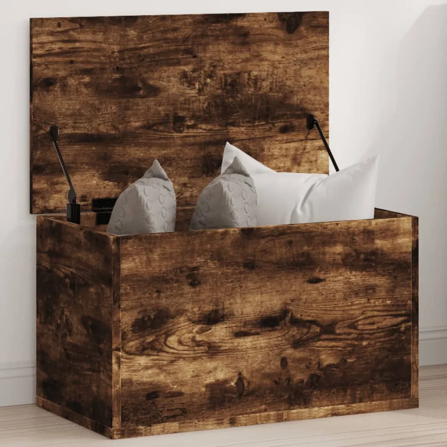 Boîte de rangement chêne fumé 60x35x35 cm bois d'ingénierie