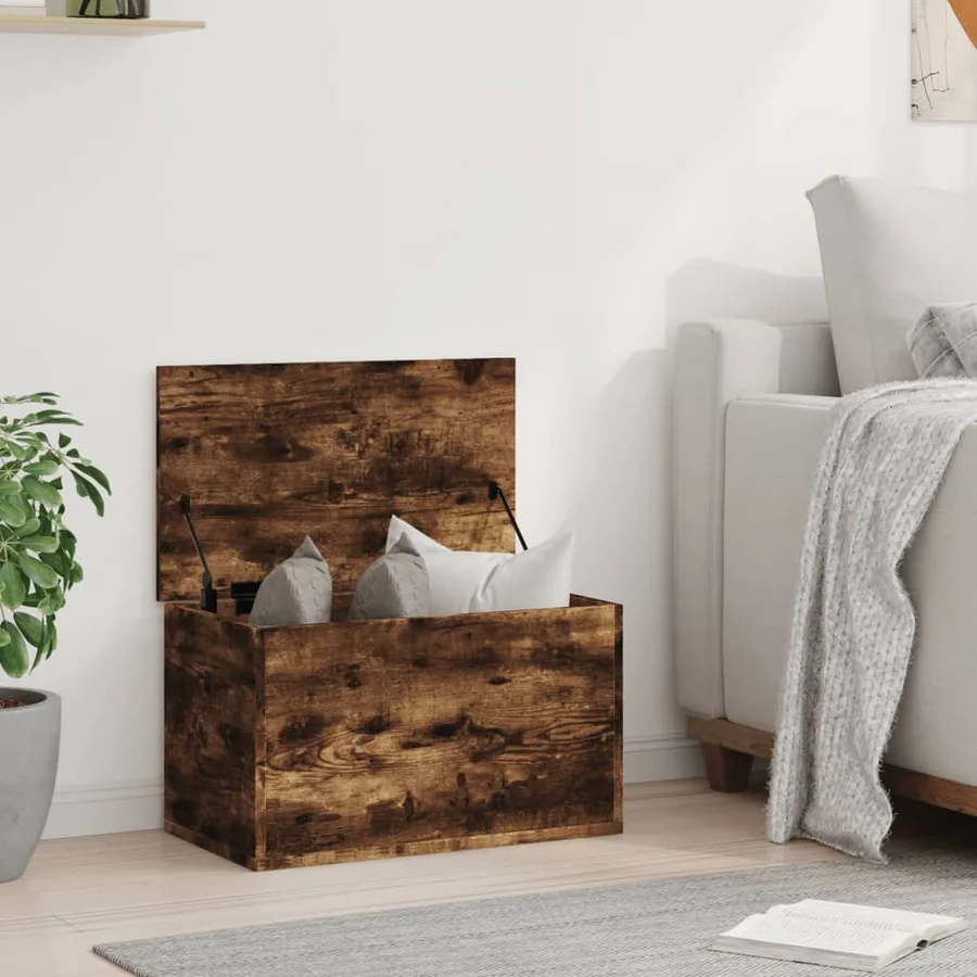 Boîte de rangement chêne fumé 60x35x35 cm bois d'ingénierie - 3