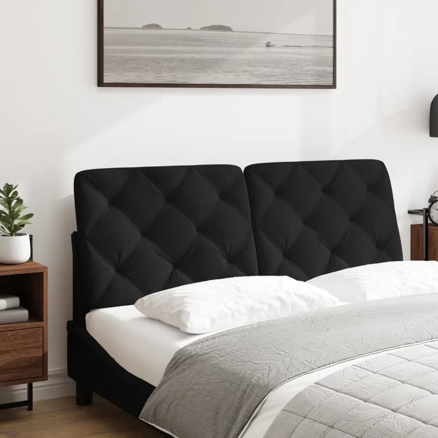 Coussin de tête de lit noir 140 cm velours - 3