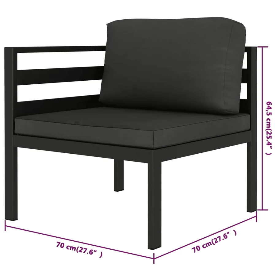 Salon de jardin 10 pcs avec coussins Aluminium Anthracite - 7