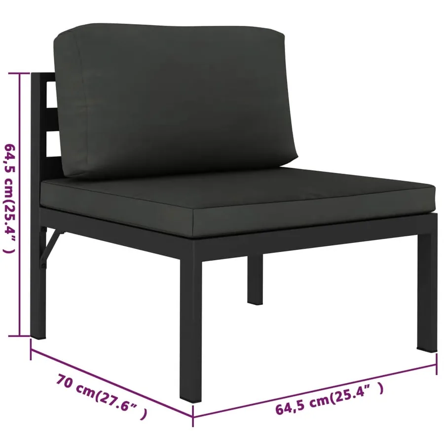 Salon de jardin 10 pcs avec coussins Aluminium Anthracite - 8