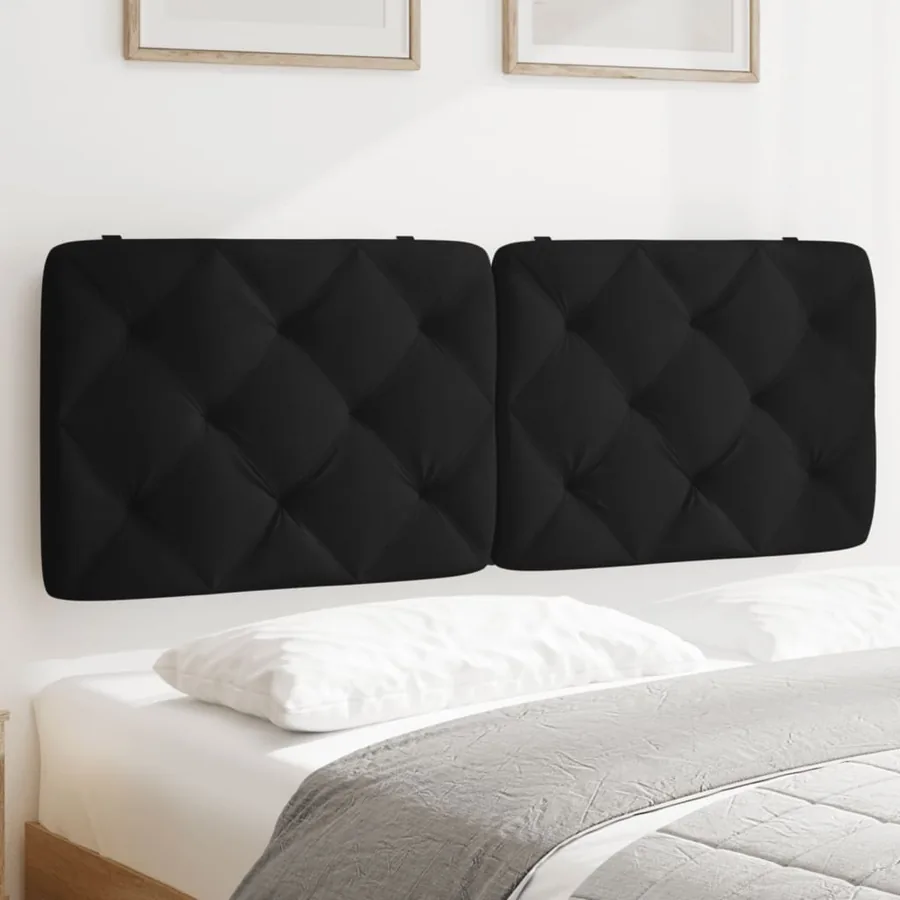 Coussin de tête de lit noir 120 cm velours