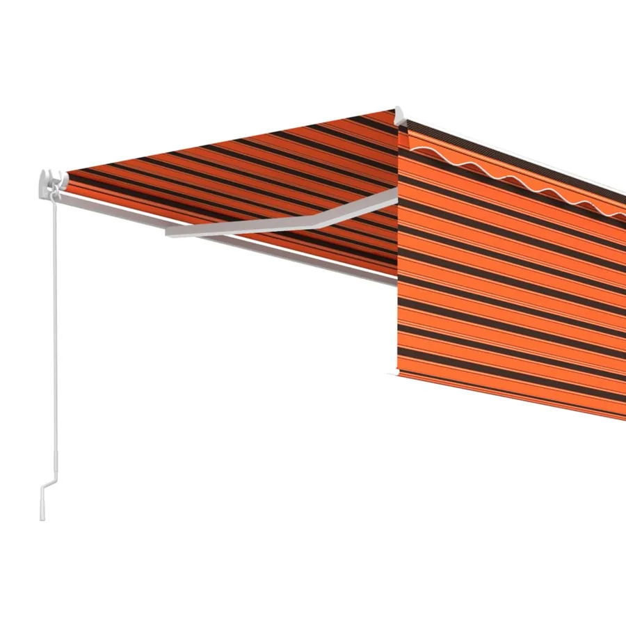 Auvent manuel rétractable avec store 4,5x3 m Orange et marron - 4