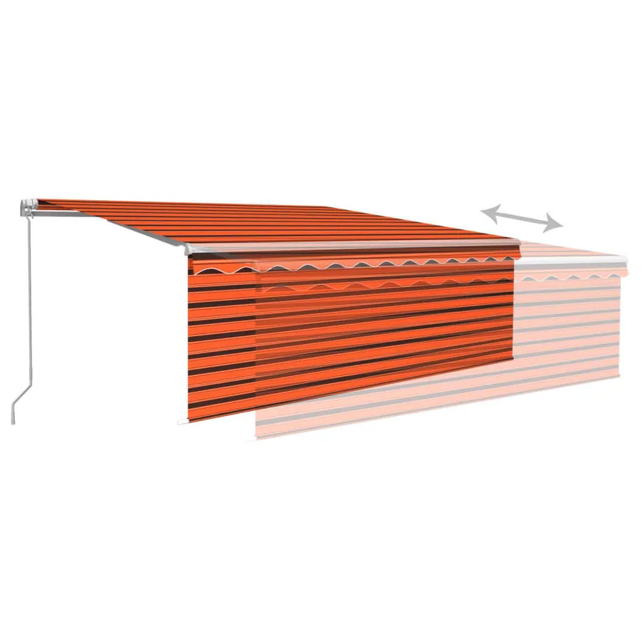 Auvent manuel rétractable avec store 4,5x3 m Orange et marron - 6