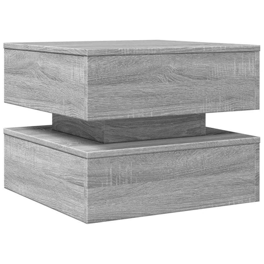 Table basse avec lumières LED sonoma gris 50x50x40 cm - 3