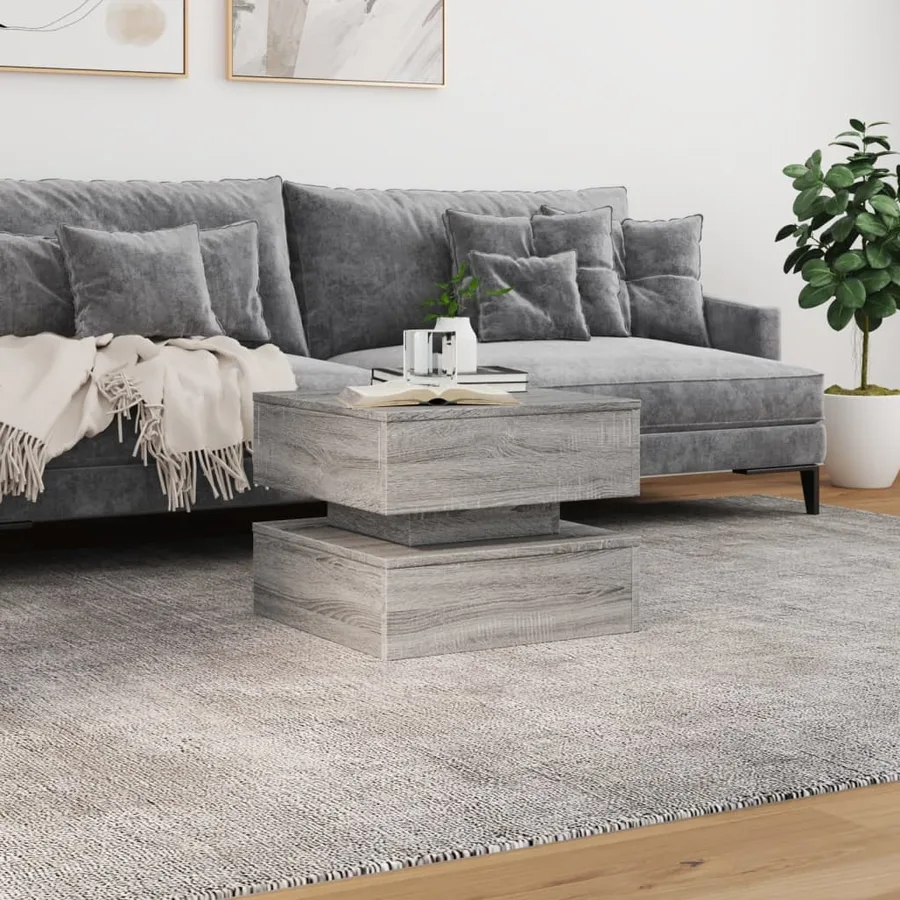 Table basse avec lumières LED sonoma gris 50x50x40 cm - 4