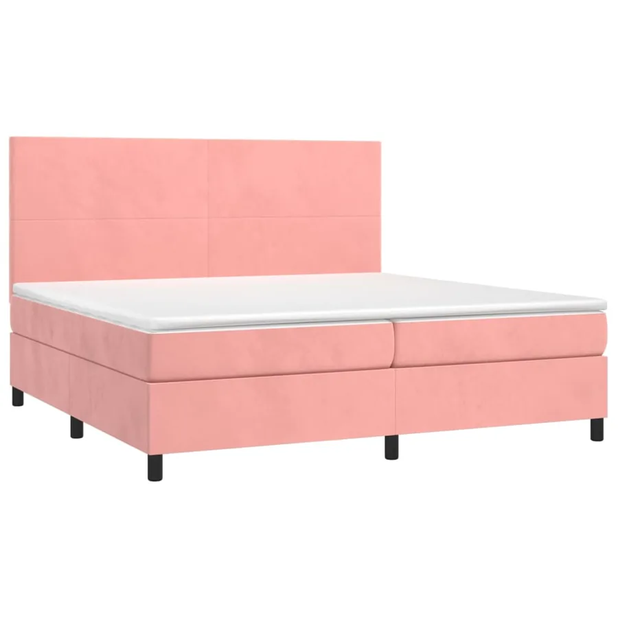 Sommier à lattes de lit et matelas LED Rose 200x200 cm Velours - 3
