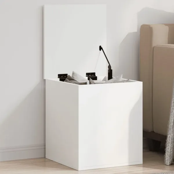 Boîte de rangement blanc 40x42x46 cm bois d'ingénierie