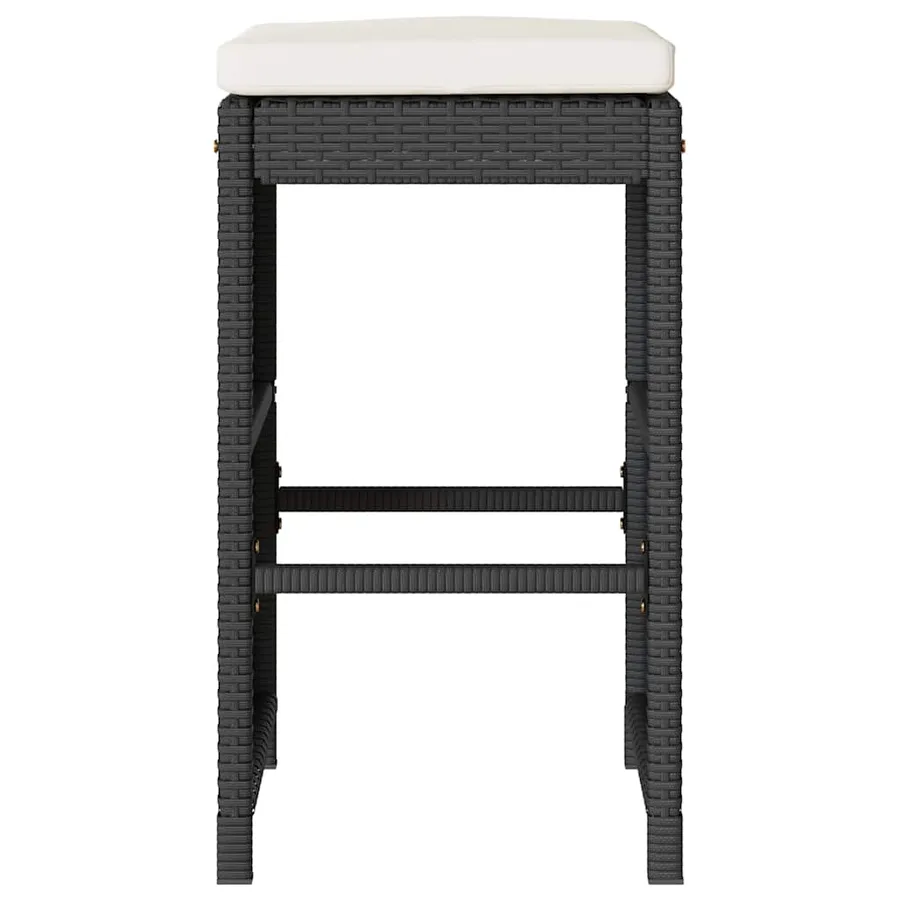 Tabourets de bar jardin coussins lot de 2 noir résine tressée - 4